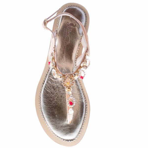 MASTRODOMENICO donna sandalo infradito in vacchetta NATURALE con gioiello. Tacco 1 cm - immagine 7