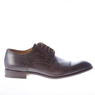 MIGLIORE uomo scarpa derby in pelle TESTA DI MORO con puntale forato
