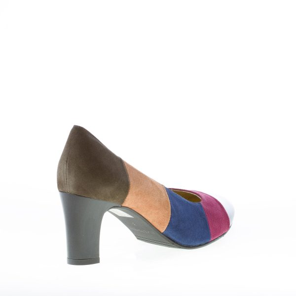 AZUREE CANNES donna OBLEDA decolletè in camoscio MULTICOLORE patchwork. Tacco 7 - immagine 3