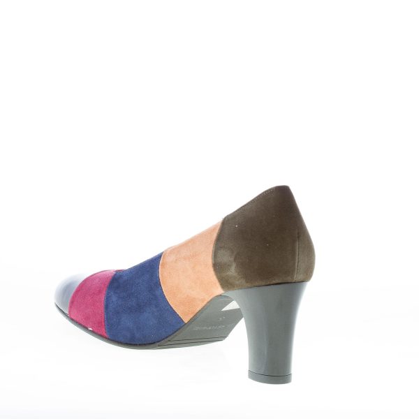 AZUREE CANNES donna OBLEDA decolletè in camoscio MULTICOLORE patchwork. Tacco 7 - immagine 4