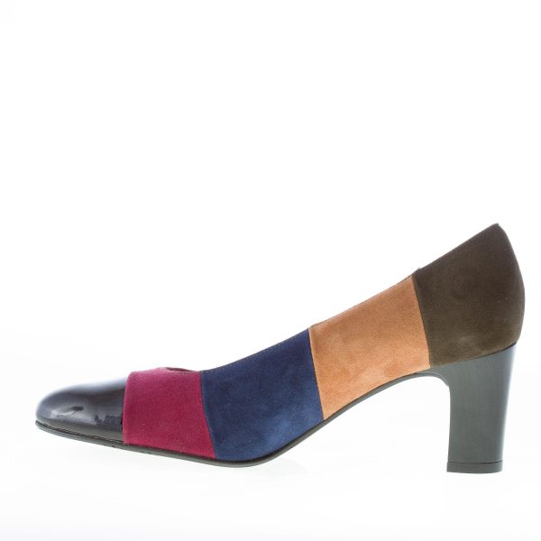 AZUREE CANNES donna OBLEDA decolletè in camoscio MULTICOLORE patchwork. Tacco 7 - immagine 5