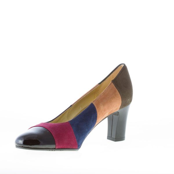 AZUREE CANNES donna OBLEDA decolletè in camoscio MULTICOLORE patchwork. Tacco 7 - immagine 6