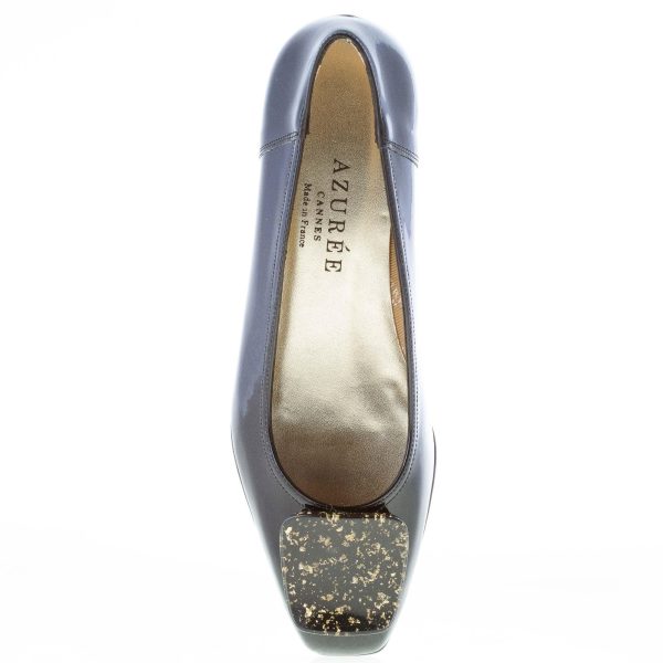 AZUREE CANNES donna OEUVRE decolletè in vernice NERO con decorazione sulla punta. Tacco 4 cm - immagine 7