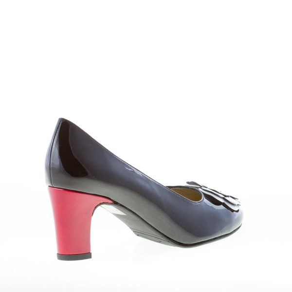 AZUREE CANNES donna OPTIMA decolletè in vernice NERO con fiore colorato. Tacco 7 cm - immagine 3