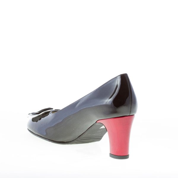 AZUREE CANNES donna OPTIMA decolletè in vernice NERO con fiore colorato. Tacco 7 cm - immagine 4