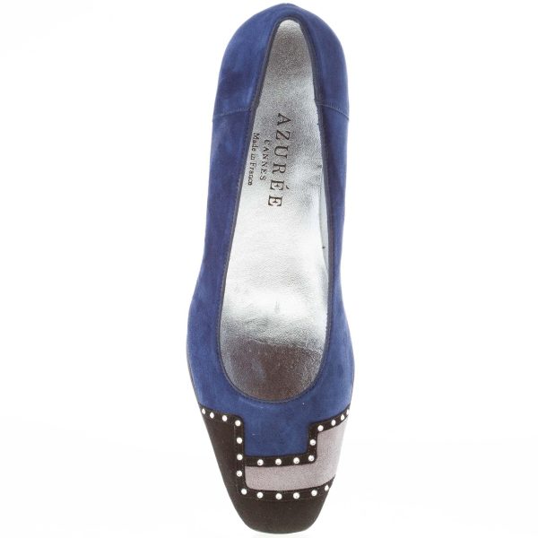 AZUREE CANNES donna OUVRA decolletè MULTICOLORE in camoscio con strass. Tacco 4 cm - immagine 7