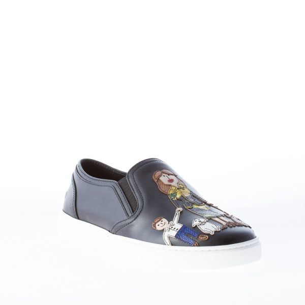 DOLCE & GABBANA donna slip on Family Patch in pelle NERO - immagine 2