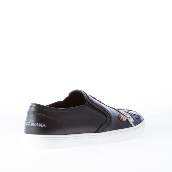 DOLCE & GABBANA donna slip on Family Patch in pelle NERO - immagine 3