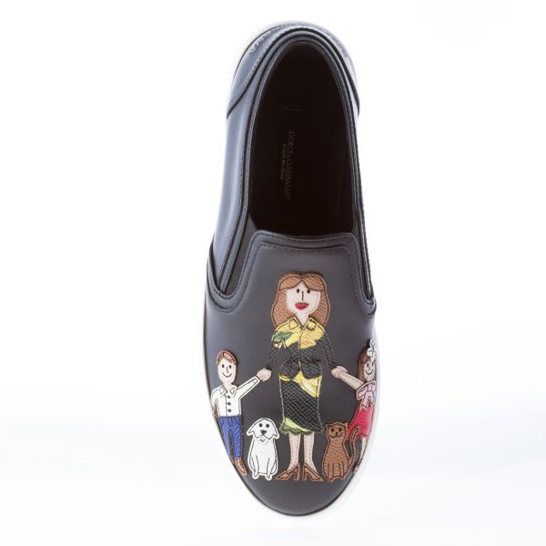 DOLCE & GABBANA donna slip on Family Patch in pelle NERO - immagine 6