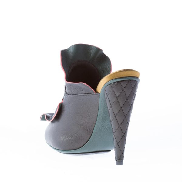 FENDI donna sabot in pelle NERO con rouches. Tacco 11 cm - immagine 4