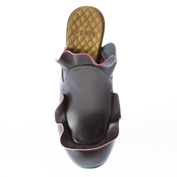 FENDI donna sabot in pelle NERO con rouches. Tacco 11 cm - immagine 7