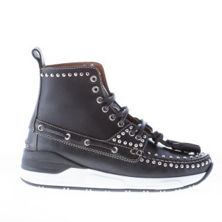GIVENCHY uomo stivaletto Hamptons in pelle NERO con lacci e borchie