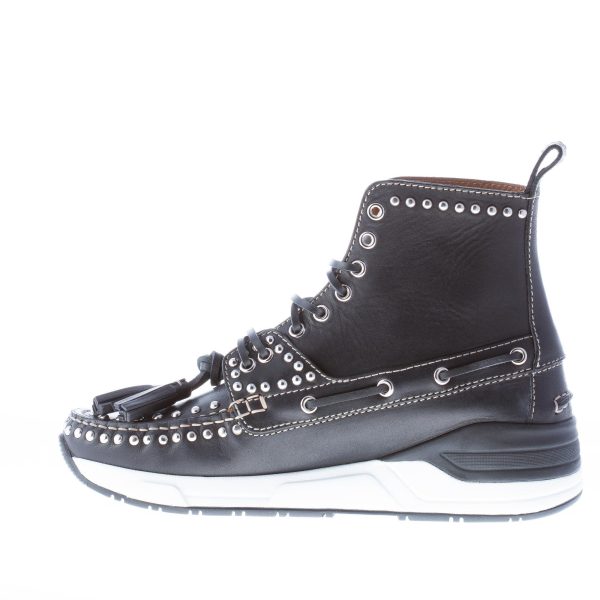 GIVENCHY uomo stivaletto Hamptons in pelle NERO con lacci e borchie - immagine 5
