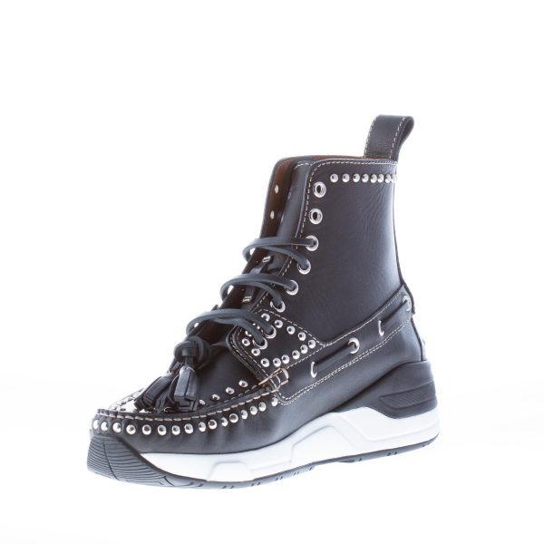 GIVENCHY uomo stivaletto Hamptons in pelle NERO con lacci e borchie - immagine 6