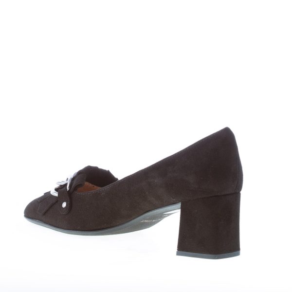 IL BORGO FIRENZE donna decolletè in camoscio NERO con frangia e catena. Tacco 5 cm - immagine 4