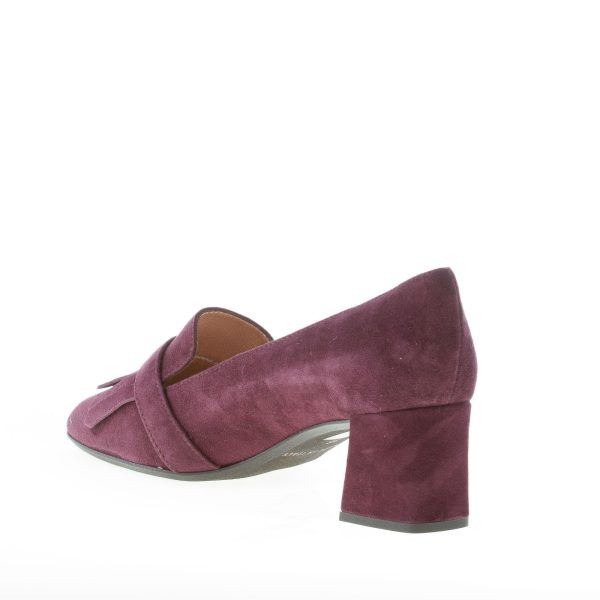 IL BORGO FIRENZE donna decolletè in camoscio PRUGNA con frangia e fibbia. Tacco 5 cm - immagine 4