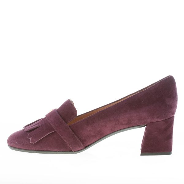 IL BORGO FIRENZE donna decolletè in camoscio PRUGNA con frangia e fibbia. Tacco 5 cm - immagine 5