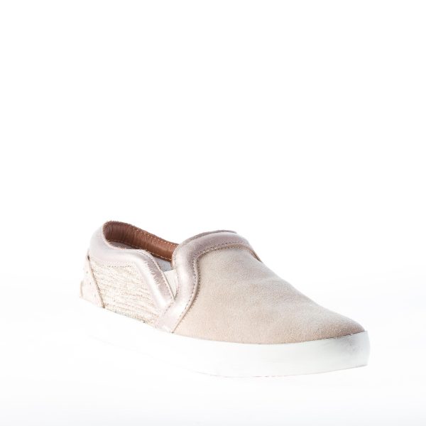 ISHIKAWA donna slip on in camoscio BEIGE più pelle oro - immagine 2