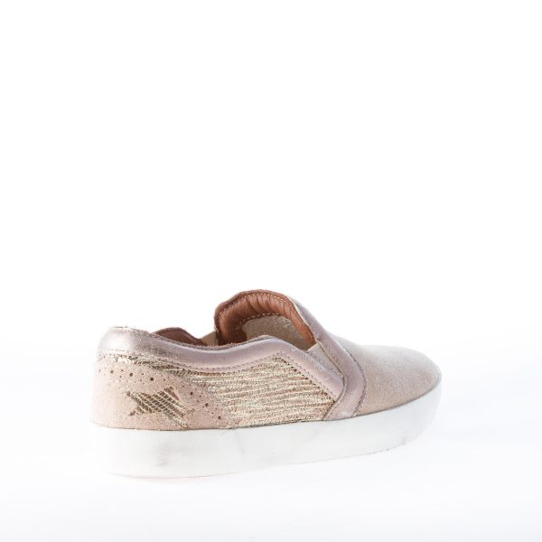 ISHIKAWA donna slip on in camoscio BEIGE più pelle oro - immagine 3