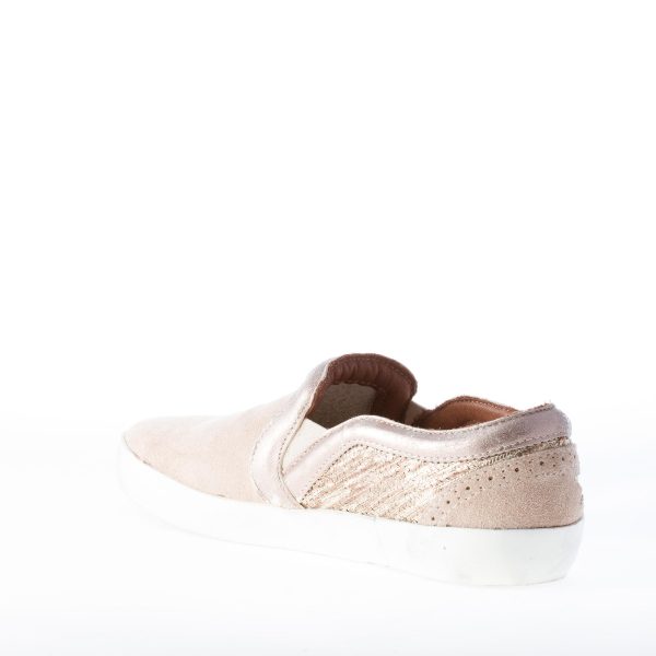 ISHIKAWA donna slip on in camoscio BEIGE più pelle oro - immagine 4