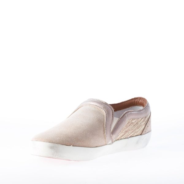 ISHIKAWA donna slip on in camoscio BEIGE più pelle oro - immagine 6