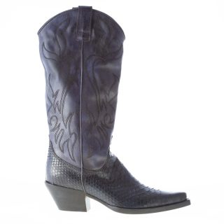MARIA CRISTINA donna stivale texano in pelle e pitone BLU