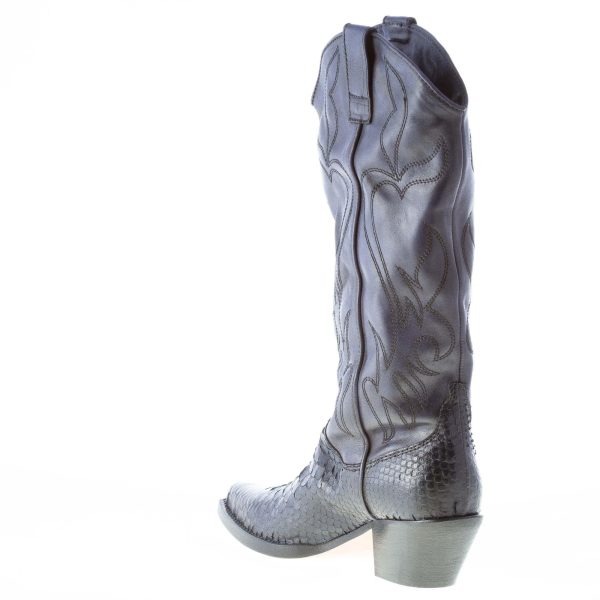 MARIA CRISTINA donna stivale texano in pelle e pitone BLU - immagine 4
