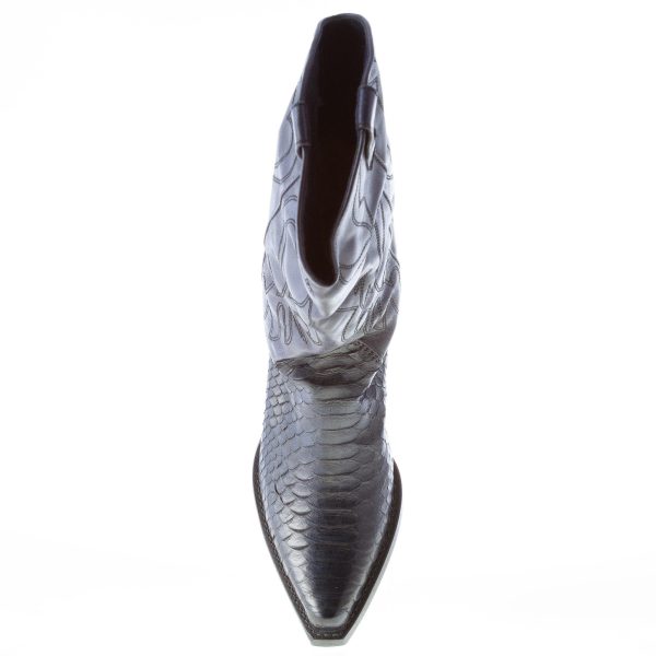 MARIA CRISTINA donna stivale texano in pelle e pitone BLU - immagine 7