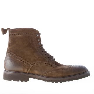 MIGLIORE uomo scarponcino allacciato in camoscio anticato VERDE oliva con impunture