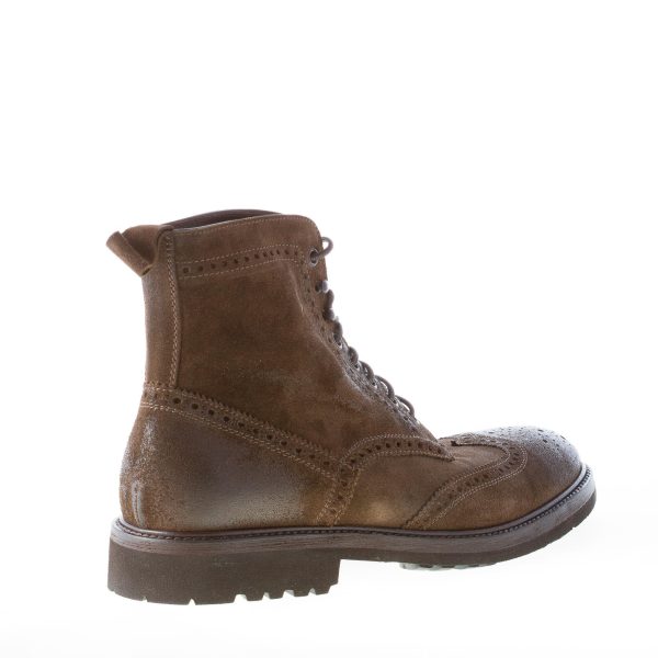 MIGLIORE uomo scarponcino allacciato in camoscio anticato VERDE oliva con impunture - immagine 3