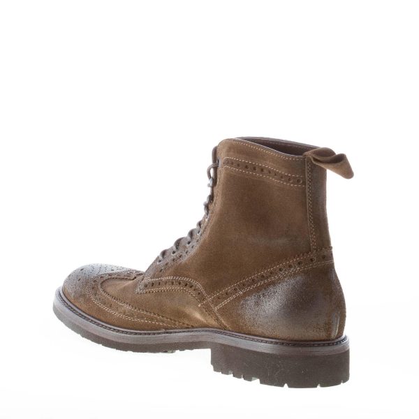 MIGLIORE uomo scarponcino allacciato in camoscio anticato VERDE oliva con impunture - immagine 4