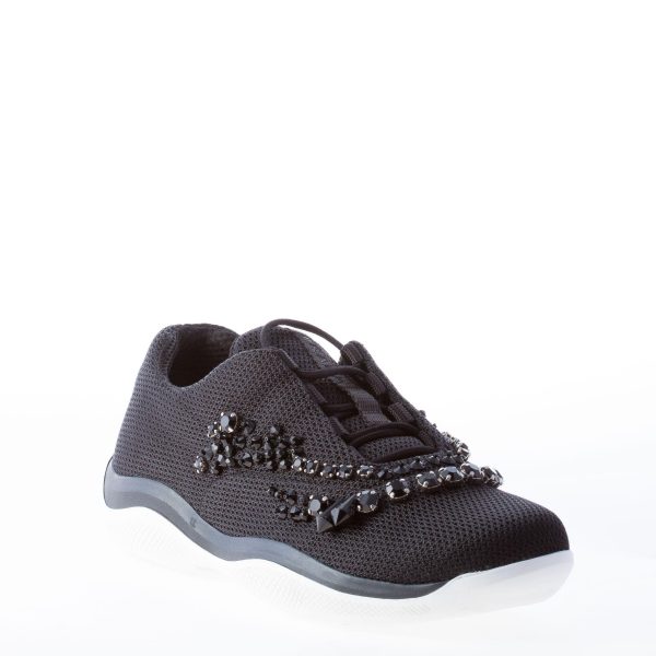 PRADA donna sneaker elasticizzata America's Cup in tessuto NERO con cristalli neri - immagine 2