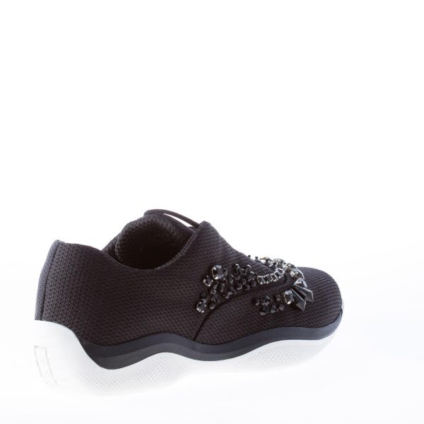 PRADA donna sneaker elasticizzata America's Cup in tessuto NERO con cristalli neri - immagine 3