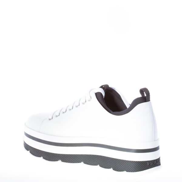 PRADA donna sneaker in pelle BIANCO con neoprene e maxi platform bicolore - immagine 4