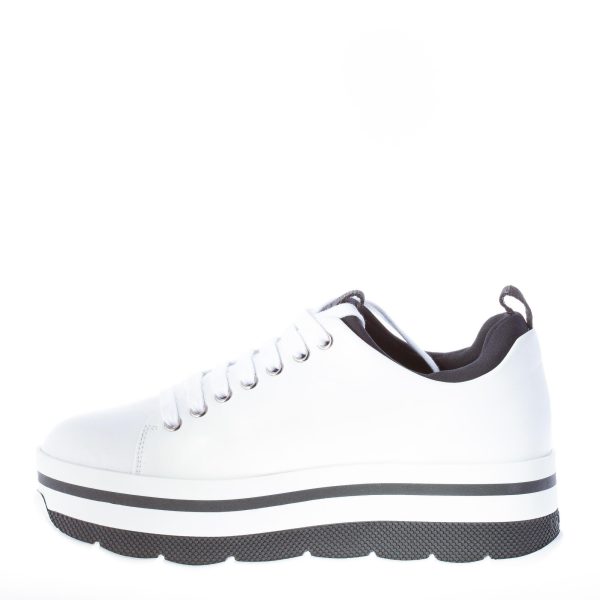 PRADA donna sneaker in pelle BIANCO con neoprene e maxi platform bicolore - immagine 5
