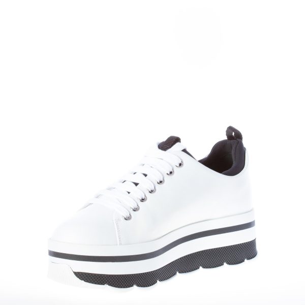 PRADA donna sneaker in pelle BIANCO con neoprene e maxi platform bicolore - immagine 6