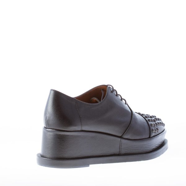 RAS donna scarpa francesina in pelle NERO con borchie e zeppa - immagine 3
