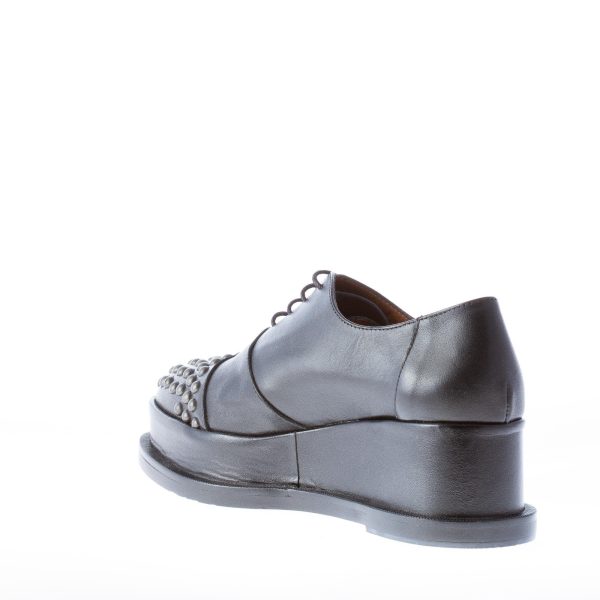 RAS donna scarpa francesina in pelle NERO con borchie e zeppa - immagine 4