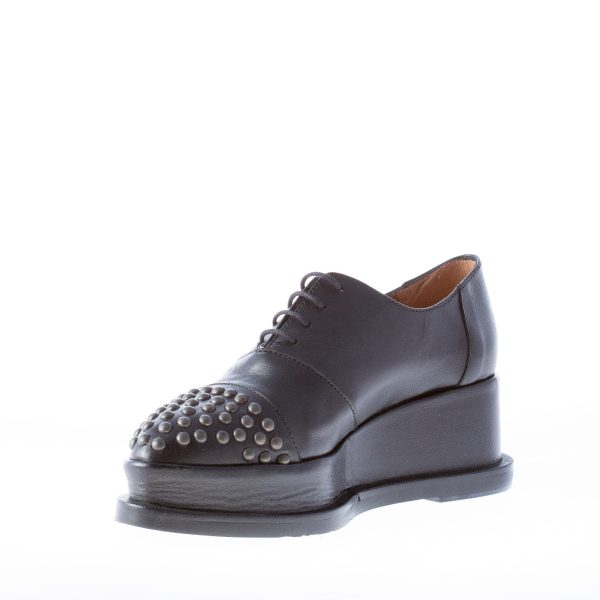 RAS donna scarpa francesina in pelle NERO con borchie e zeppa - immagine 6