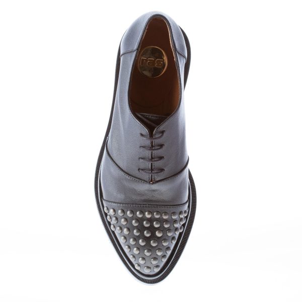 RAS donna scarpa francesina in pelle NERO con borchie e zeppa - immagine 7