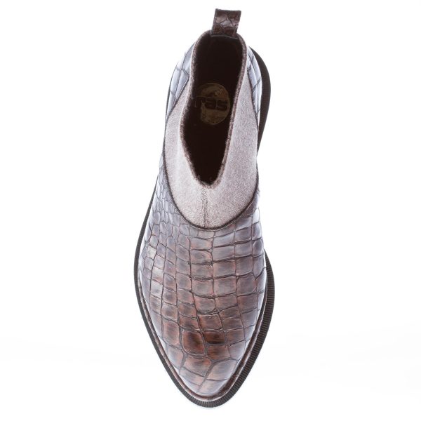 RAS donna stivaletto elasticizzato in pelle stampa cocco MARRONE e tessuto - immagine 7