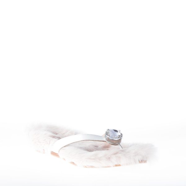 RAS donna sandalo infradito in vernice BIANCO con fodera in pelliccia ecologica - immagine 2