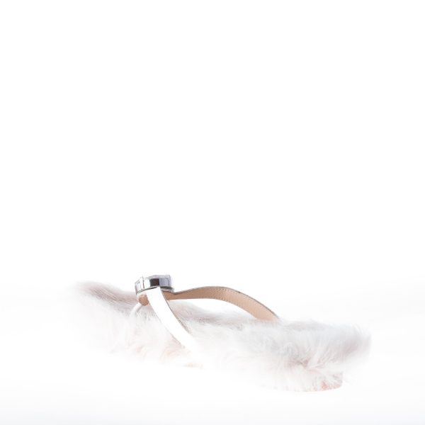 RAS donna sandalo infradito in vernice BIANCO con fodera in pelliccia ecologica - immagine 4