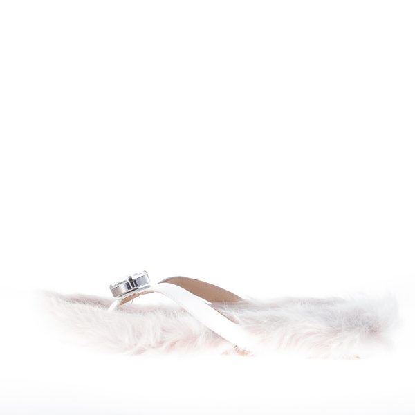 RAS donna sandalo infradito in vernice BIANCO con fodera in pelliccia ecologica - immagine 5