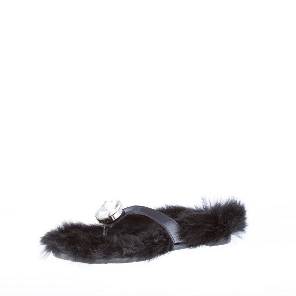 RAS donna sandalo infradito in vernice NERO con fodera in pelliccia ecologica - immagine 6