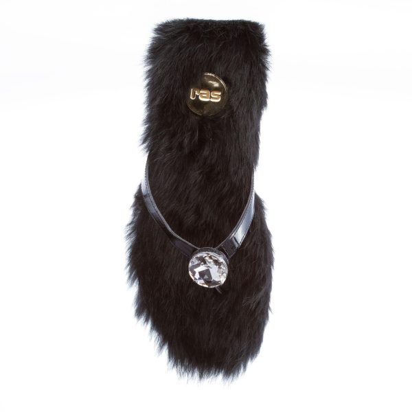 RAS donna sandalo infradito in vernice NERO con fodera in pelliccia ecologica - immagine 7