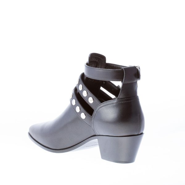 SAINT LAURENT donna stivaletto in pelle NERO con cinturini fibbie e borchie. Tacco 4,5 cm - immagine 4