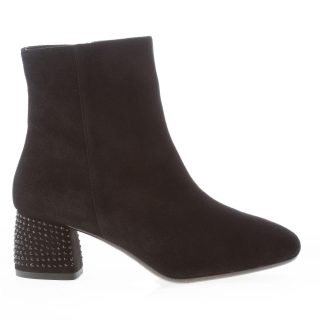 IL BORGO FIRENZE donna stivaletto in camoscio NERO con zip e tacco strass. Tacco 5 cm