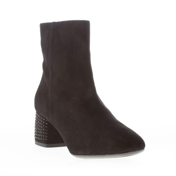 IL BORGO FIRENZE donna stivaletto in camoscio NERO con zip e tacco strass. Tacco 5 cm - immagine 2