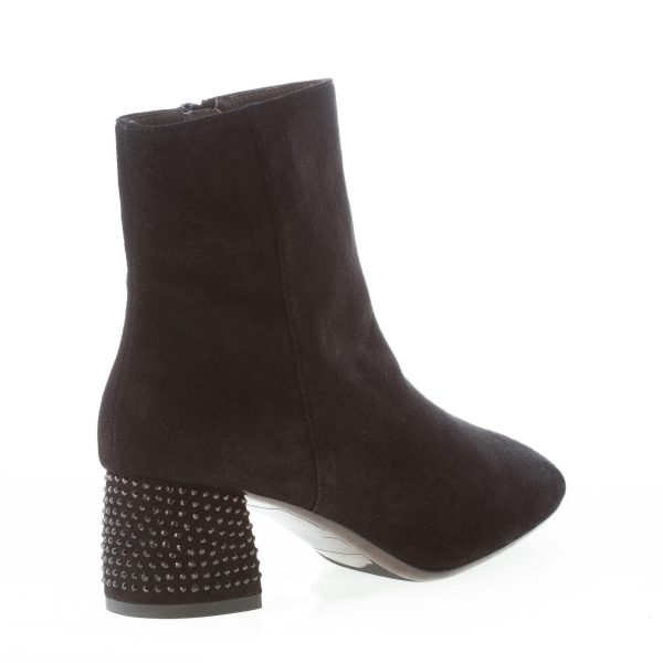 IL BORGO FIRENZE donna stivaletto in camoscio NERO con zip e tacco strass. Tacco 5 cm - immagine 3